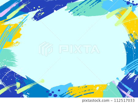 Pop summer color blue frame background painted with colorful paint Pop summer color blue frame background painted with colorful paint 112517033