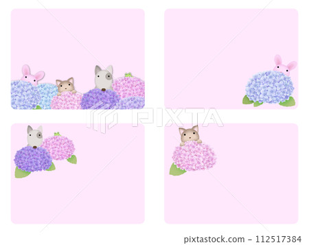 Hydrangea and animal message card set ③ 112517384