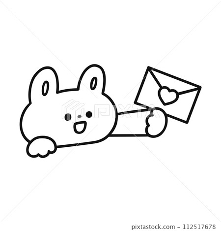 Cute rabbit holding a letter/line drawing 112517678