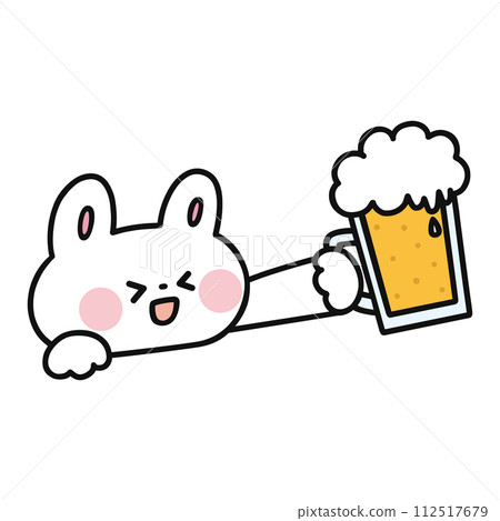 Rabbit toasting with beer mug 112517679