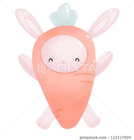 Easter bunny wear carrot mascot Easter bunny wear carrot mascot 112517904