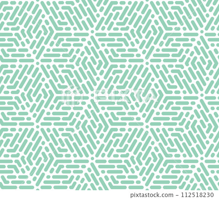 Abstract geometric pattern with stripes, lines. Seamless vector background. White and green ornament. Simple lattice graphic design 112518230