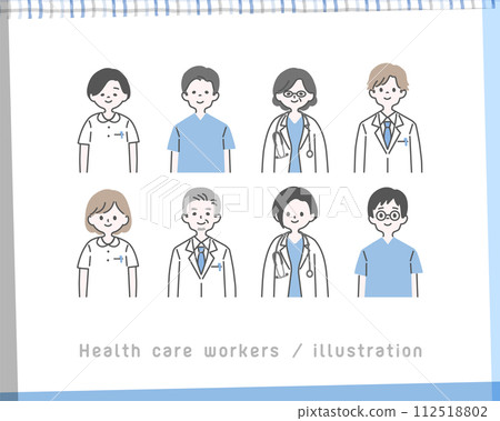 Medical worker male and female illustration set 3 112518802