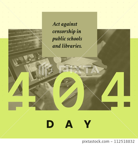 Composition of 404 day text over caucasian man using laptop on green background Composition of 404 day text over caucasian man using laptop on green background 112518832