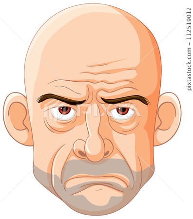 Expressive Bald Man Cartoon Illustration 112519012