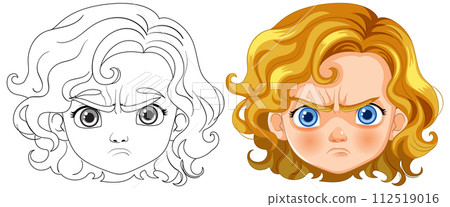 Angry Child Expression Vector Illustration 112519016