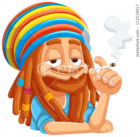 Chilled Rastafarian Character Enjoying a Smoke 112519017