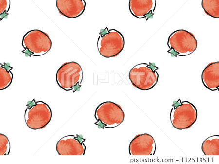 Hand-painted watercolor cute tomato pattern seamless background_horizontal 112519511