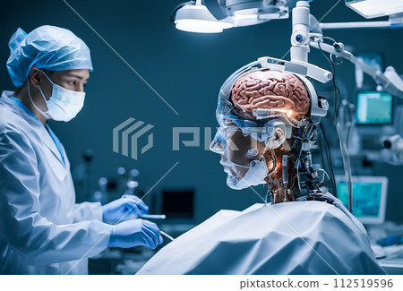 Medical workers performing surgery with the assistance of artificial intelligence 112519596