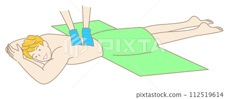 A cute man who is lying face down and receiving an exfoliating beauty treatment salon Simple illustration vector 112519614