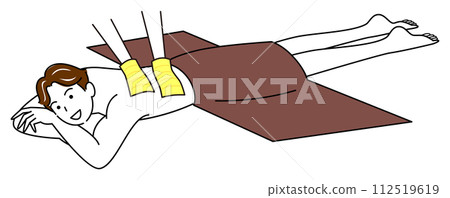 一個臉朝下躺著接受去角質美容沙龍的可愛男人 簡單插圖矢量 一個臉朝下躺著接受去角質美容沙龍的可愛男人 簡單插圖矢量 112519619