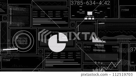 Image of data processing on black background Image of data processing on black background 112519703