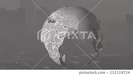 Image of globe over cityscape Image of globe over cityscape 112519724