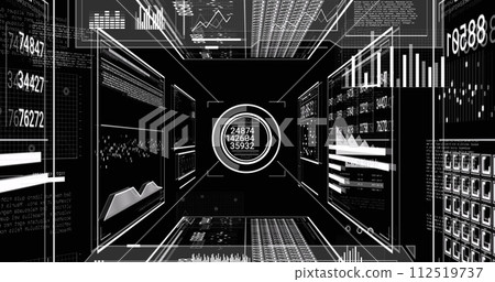 Image of data processing on black background Image of data processing on black background 112519737