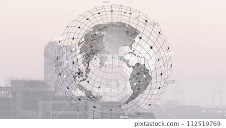 Image of globes over cityscape 112519769