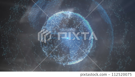 Image of glowing globe with network of connections Image of glowing globe with network of connections 112520075