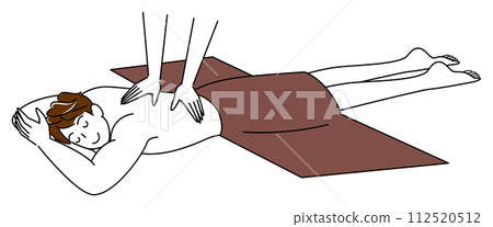 Cute naked man lying face down and receiving a massage Simple illustration vector 112520512