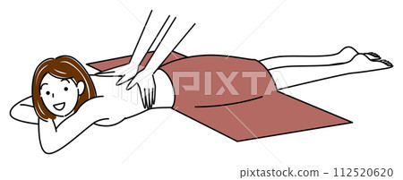 可愛的裸體女人臉朝下躺著接受按摩簡單的插圖向量 可愛的裸體女人臉朝下躺著接受按摩簡單的插圖向量 112520620