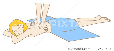 可愛的裸體女人臉朝下躺著接受按摩簡單的插圖向量 112520625