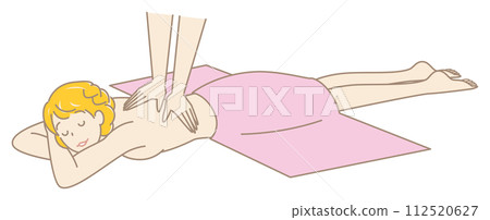 可愛的裸體女人臉朝下躺著接受按摩簡單的插圖向量 可愛的裸體女人臉朝下躺著接受按摩簡單的插圖向量 112520627