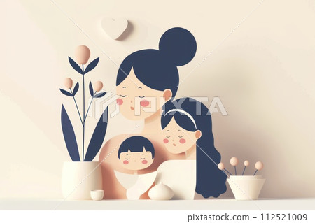 Flat design concept for Mother Day, featuring a minimalist illustration. 112521009