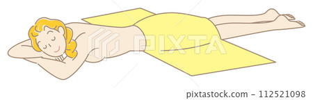 可愛的裸體女人臉朝下躺著等待按摩簡單的插圖向量 112521098