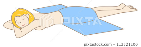 可愛的裸體女人臉朝下躺著等待按摩簡單的插圖向量 112521100