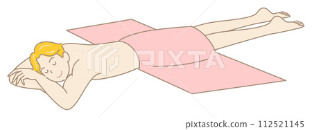 可愛的裸體男人臉朝下躺著等待按摩簡單的插圖向量 112521145