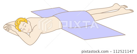 可愛的裸體男人臉朝下躺著等待按摩簡單的插圖向量 112521147