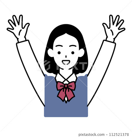 目標達成！女學生舉起手，笑容燦爛 112521378