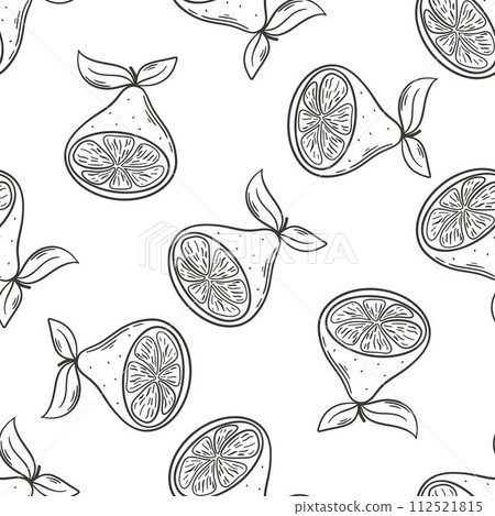 Lemon halves ink hand engraving background 112521815