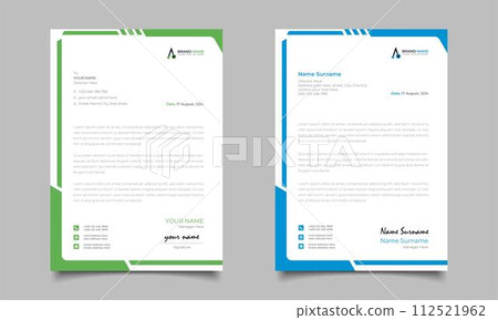 Green And Blue Modern Business Letterhead Simple clean Template Design 112521962