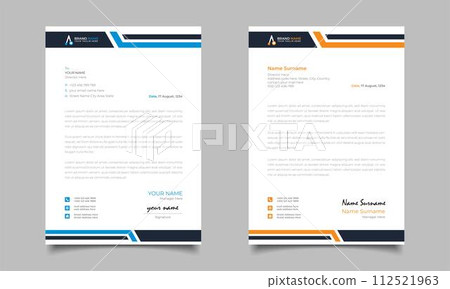 Yellow Blue Modern Business Letterhead Simple clean Template Design 112521963