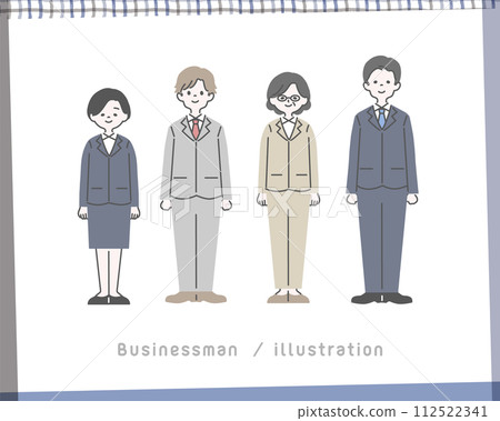 Illustration set 2 of men and women wearing suits 112522341
