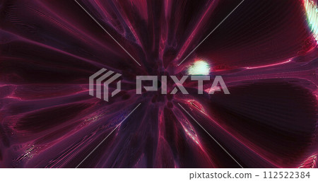 Purple energy tunnel frame with futuristic electric field particles and lines of high-tech energy. Abstract background Purple energy tunnel frame with futuristic electric field particles and lines of high-tech energy. Abstract background 112522384