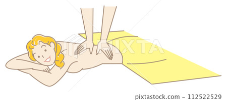 可愛的裸體女人臉朝下躺著接受按摩簡單的插圖向量 112522529