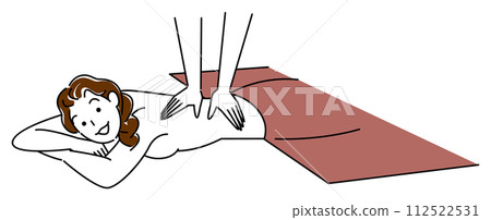 Cute naked woman lying face down and receiving a massage Simple illustration vector 112522531