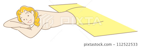 Cute naked woman lying face down and waiting... - Stock Illustration