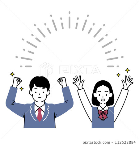 You did it! Illustration material of male and female students happy to achieve their goals 112522884
