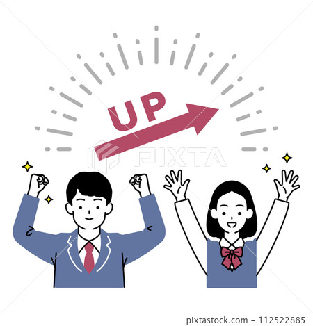 Improve your ability! Illustration material of male and female students happy to achieve their goals 112522885