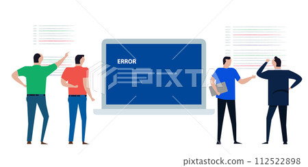 error blue screen of death repair recovery maintenance monitor by technical IT support team 112522898