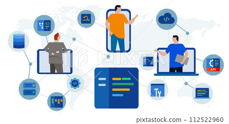 team of developer programmer coding working online globally agile connected software line of code on screen team of developer programmer coding working online globally agile connected software line of code on screen 112522960