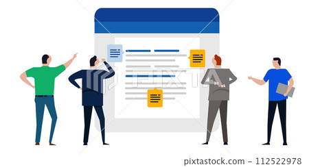 copywriter editor working together correcting commenting proofread letter document using online text writer edit together 112522978