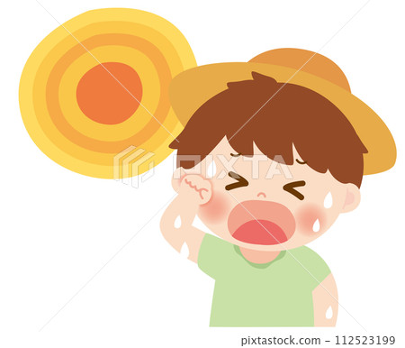 孩子在烈日下出汗的插畫 112523199