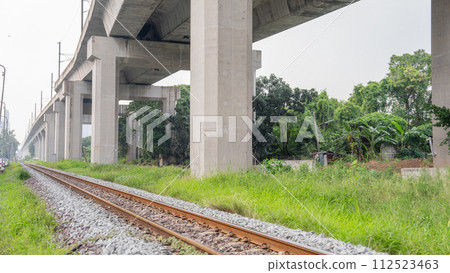 railway track in the green grass railway track in the green grass 112523463