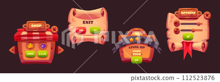 Pirate game ui design elements set Pirate game ui design elements set 112523876