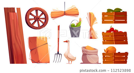 Farm barn interior elements set. Farm barn interior elements set. 112523898