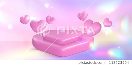 Heart shape podium on pastel gradient background 112523964