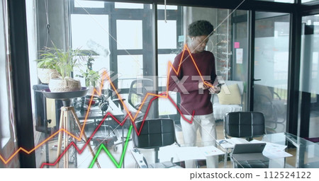 Image of data processing over african american businessman in office 112524122