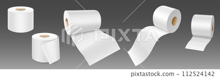 White empty toilet paper rolls stand and lay. 112524142